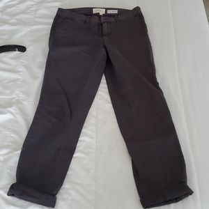 dark grey chinos with navy tribal trim